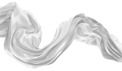 Beautiful flowing fabric of white wavy silk or satin. 3d rendering image.
