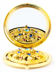 Beautiful Gold Round Compact Mirror