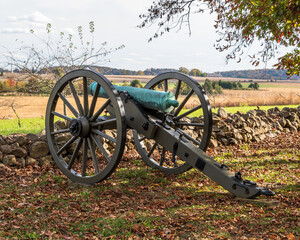 A Confederate civil war cannon on West Confederate Avenue at the Gettysburg National Military Park...