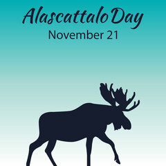 Silhouette of a big deer in winter. suitable for posters, banners ALAS CATTALO DAY which is held every November 21st.