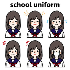 人物イラスト_女子高生表情セット