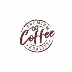 premium coffee quality stamp vector with coffee beans