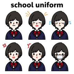 人物イラスト_女子高生表情セット