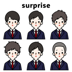Fototapeta premium 人物イラストセット_男子高生_驚く