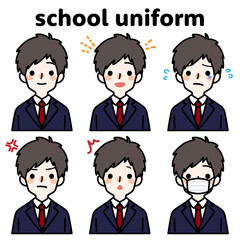 Fototapeta premium 人物イラスト_男子高生表情セット