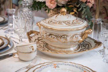 Vintage tableware and cutlery porcelain