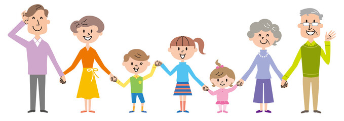 3世代家族　手つなぎ イラスト