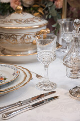 Vintage tableware and cutlery porcelain