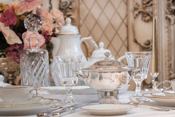 Vintage tableware and cutlery porcelain