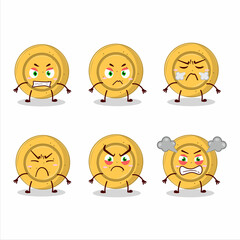 Dalgona candy circle cartoon character with various angry expressions