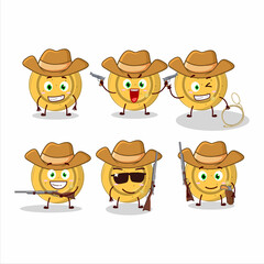 Cool cowboy dalgona candy circle cartoon character with a cute hat