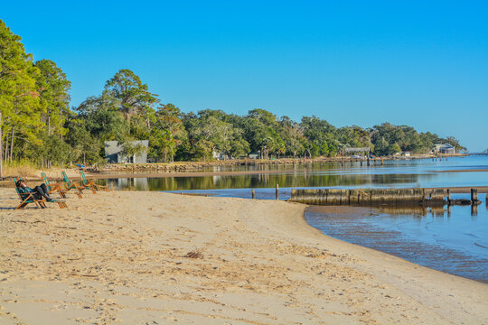 The shoreline on Hammock Bay in Freeport, Walton County, Florida