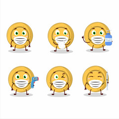 A picture of dalgona candy circle cartoon design style keep staying healthy during a pandemic