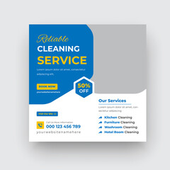Fototapeta premium Home Cleaning Service Social Media Post Office Cleaning Web Banner Or Square Flyer Template Design