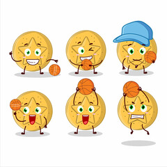 Talented dalgona candy star cartoon character as a basketball athlete