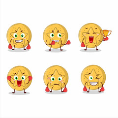 A sporty dalgona candy star boxing athlete cartoon mascot design