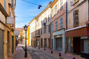Fototapeta na wymiar View of narrow street in Brignoles, Provence-Alps-French Riviera, France.