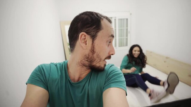 Hispanic couple vlogging thier life at newly renovated house