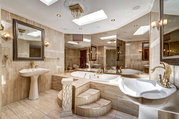 Full set of images of Italian style house with big kitchen, bathrooms, bedrooms and finished basement in Montreal, Canada