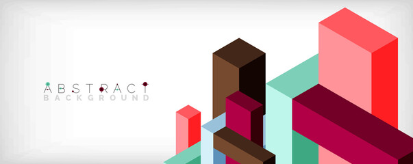 Abstract background. 3d cubes, cubic elements and blocks. Techno or business concept for wallpaper, banner, background, landing page