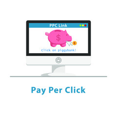 seo ppc link in pc monitor design on white background