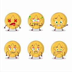 Dalgona candy star cartoon character with nope expression