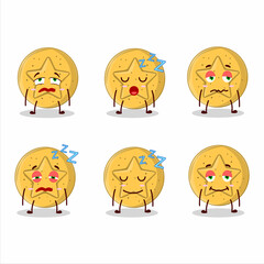 Cartoon character of dalgona candy star with sleepy expression