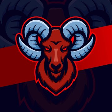 goat ram head mascot esport logo design character for sport game and farm logo