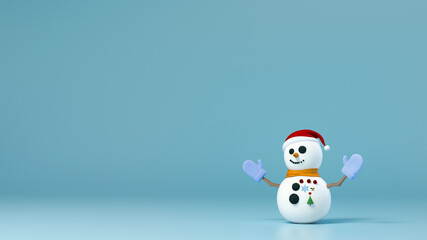 Snowman with orders and medals on blue background.