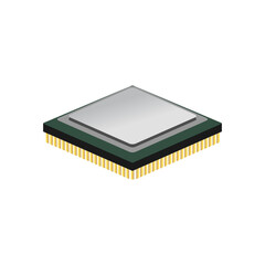 Processor icon. CPU sign. Processing unit chip. Hardware tools. Tuned pc. Desktop icons pack element. Linux open source UI shortcut theme customisation. Vector illustration.