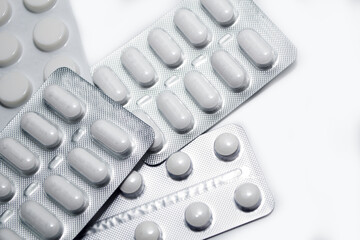 pills in the blister are isolated on a white background with a clipping path