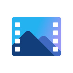 Movie icon. Video file. Desktop icons pack element. Pictures sign. Linux open source UI shortcut theme customisation. Film Images gallery vector illustration.