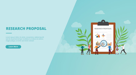research proposal concept for website landing homepage template banner or slide presentation - obrazy, fototapety, plakaty