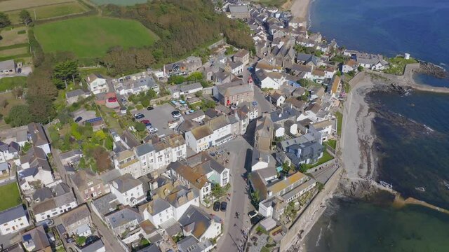 Marazion, Beach Drone Footage showing the town