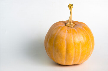 Ripe bright pumpkin on a white background.