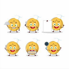 Cartoon character of dalgona candy triangle with various chef emoticons