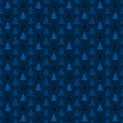 Obraz premium simple fir-trees. blue winter repetitive background. vector seamless pattern. continuous print. fabric swatch. wrapping paper. decorative design element for textile, home decor, greeting card, apparel