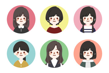 人物アイコンセット_かわいい私服の女の子_主線無し
