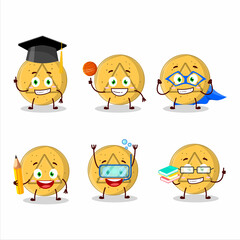 School student of dalgona candy triangle cartoon character with various expressions