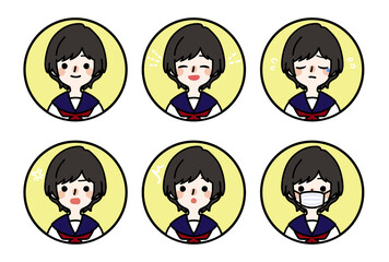 人物アイコン_女子高生表情セット