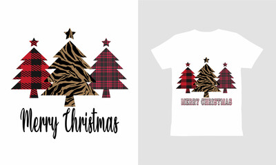 Fototapeta premium Merry Christmas , Happy Christmas,Christmas tree,Christmas pattern ,Christmas Buffalo,- t shirt design
