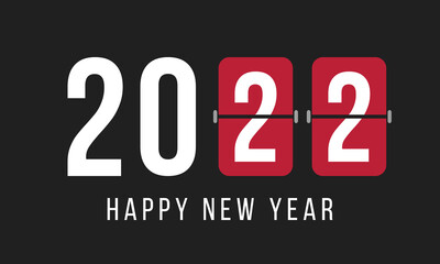 2022 happy new year scoreboard poster or banner, social media post template, vector illustration