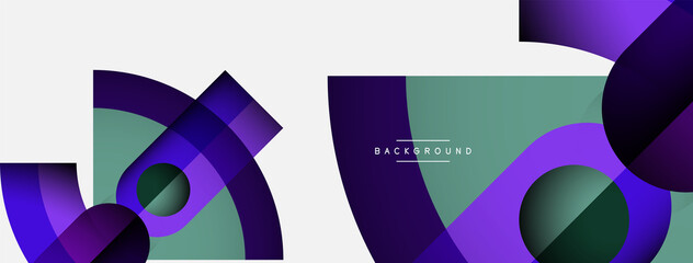 Geometric abstract background. Round shapes, circles, lines composition for wallpaper banner background or landing page