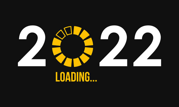 2022 loading round progress bar, vector poster on black background