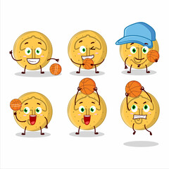 Talented dalgona candy umbrella cartoon character as a basketball athlete