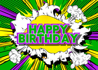 Ripped torn posters grunge texture background with the text Happy Birthday. Paper backdrop placard.