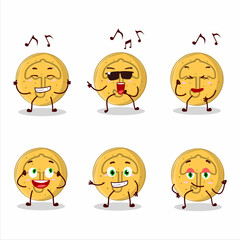 An image of dalgona candy umbrella dancer cartoon character enjoying the music
