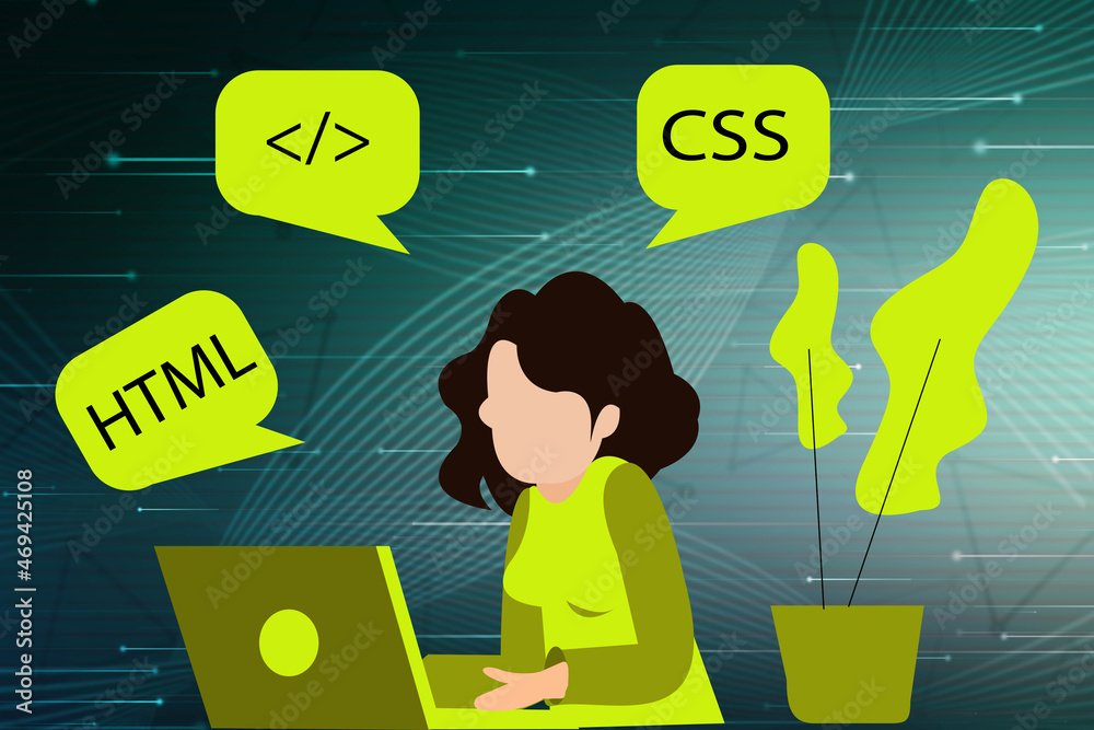 Wall mural 2d illustration web programmer man