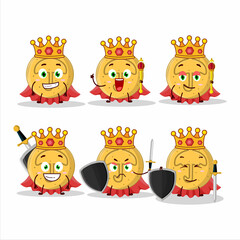 A Charismatic King dalgona candy umbrella cartoon character wearing a gold crown