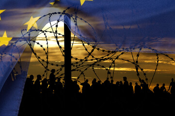 Migranten an der Grenze zur der Europäischen Union